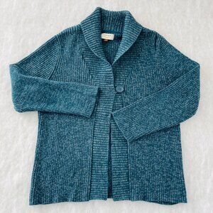Sonoma Life + Style Womens Teal Blue Ribbed Knit Shawl Collar Cardigan Size 1X